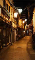 Shibu Onsen traditional village night scene